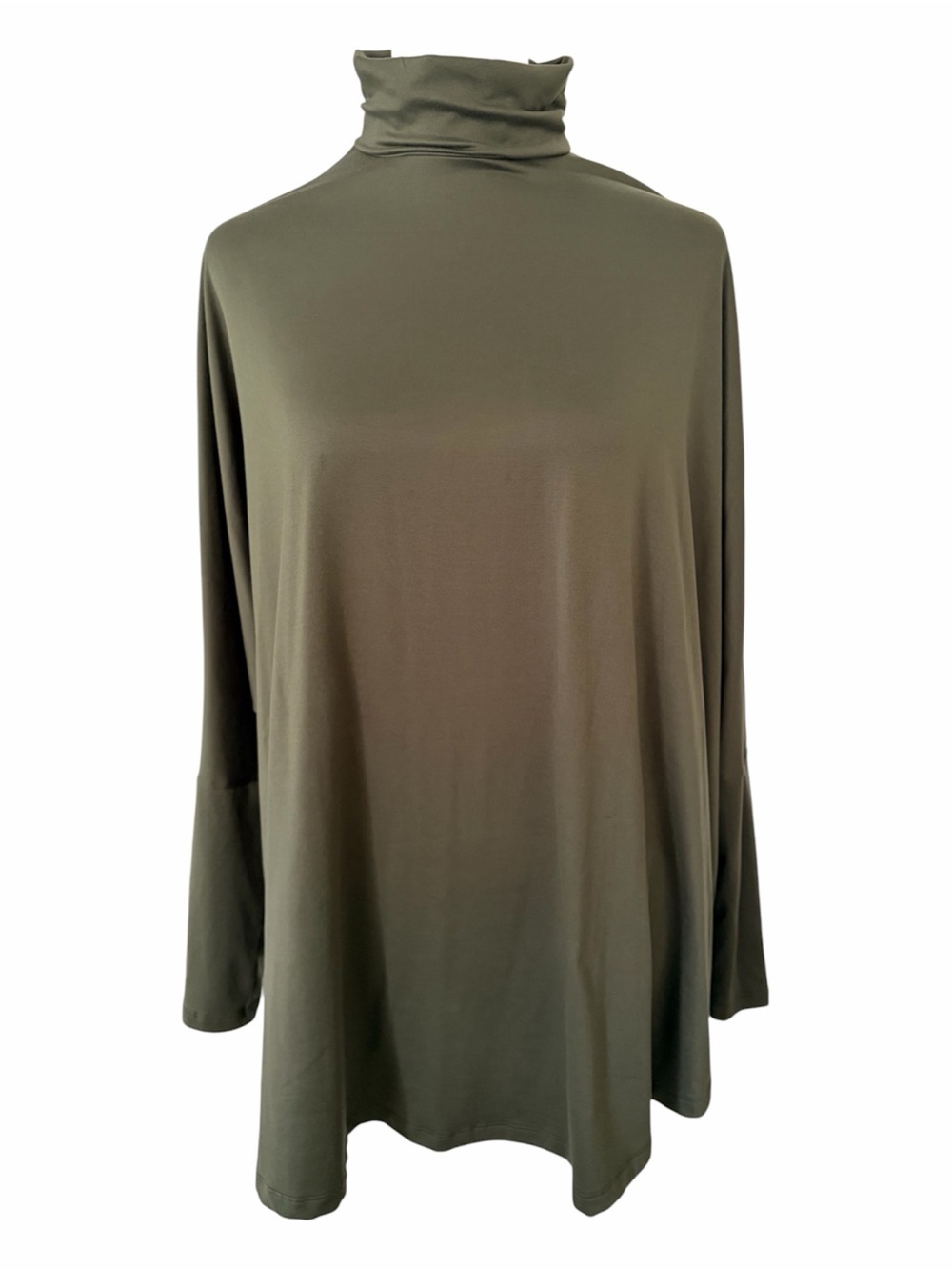 Green Turtleneck Top Long-Sleeve